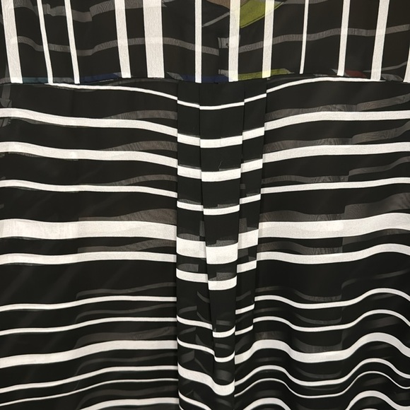a.n.a. Sheer black and multi-color striped top size 1X - Picture 3 of 9